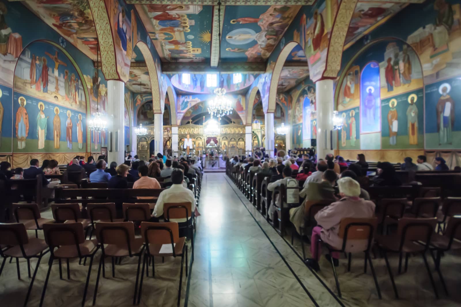 JERUSALEM - APRIL 18, 2014: The church of the Greek Catholic Patriarchate, on Good Friday, in the old city of Jerusalem, Israel