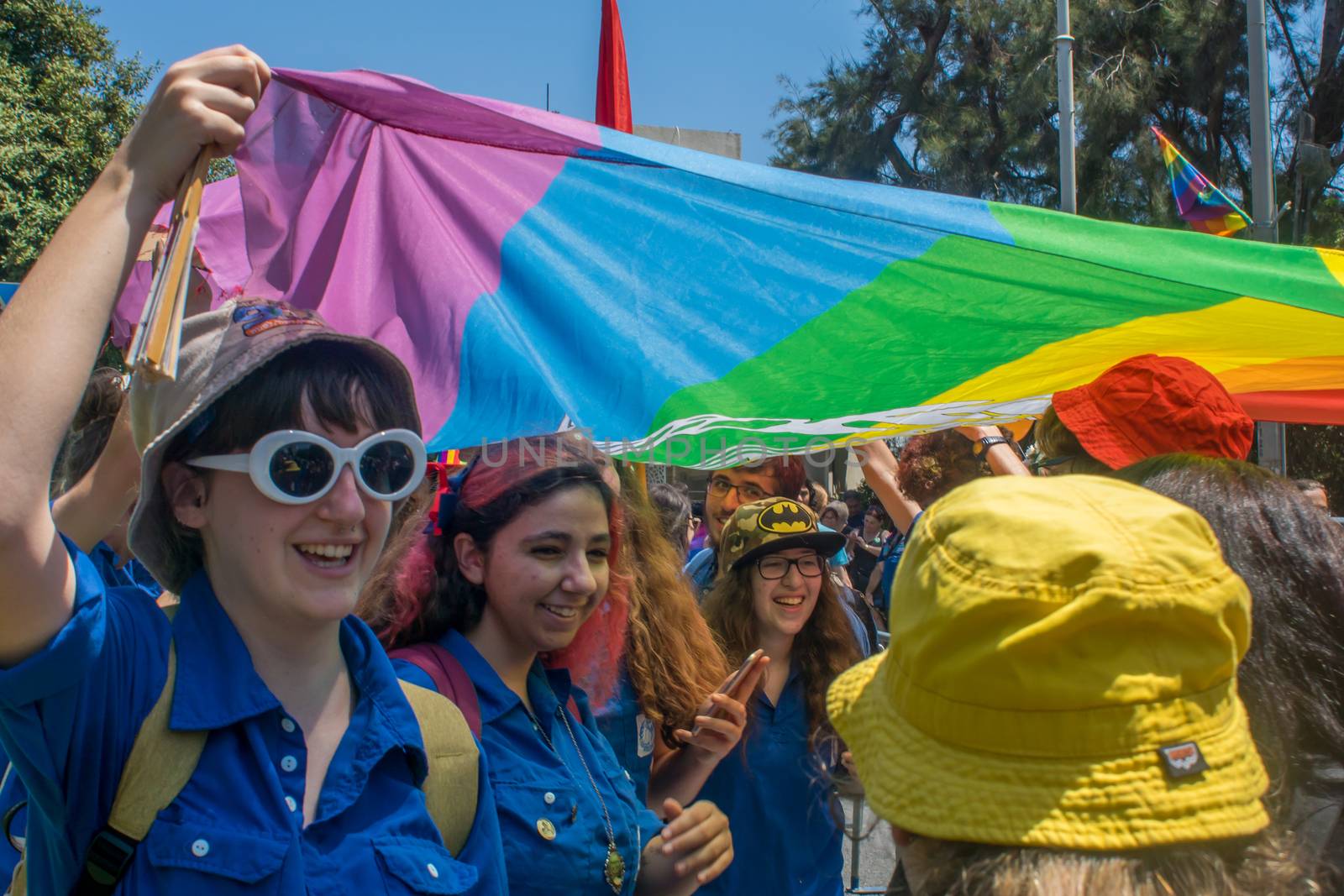 HAIFA, ISRAEL - JUNE 22, 2018: Various people take part in the annual pride parade of the LGBT community, in Haifa, Israel