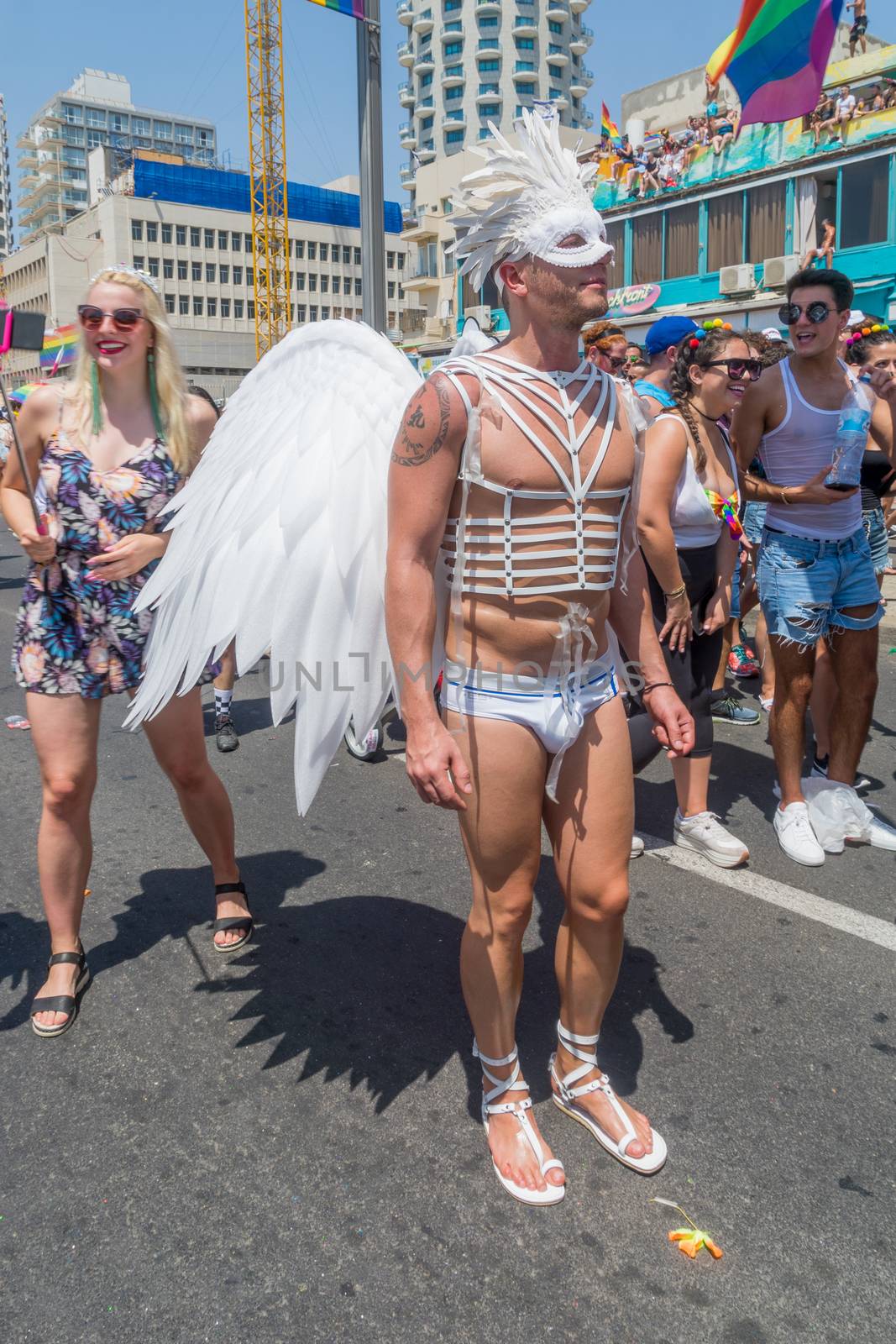 TEL-AVIV, ISRAEL - JUNE 08, 2018: Various people march and take part in the annual pride parade of the LGBT community, in Tel-Aviv, Israel