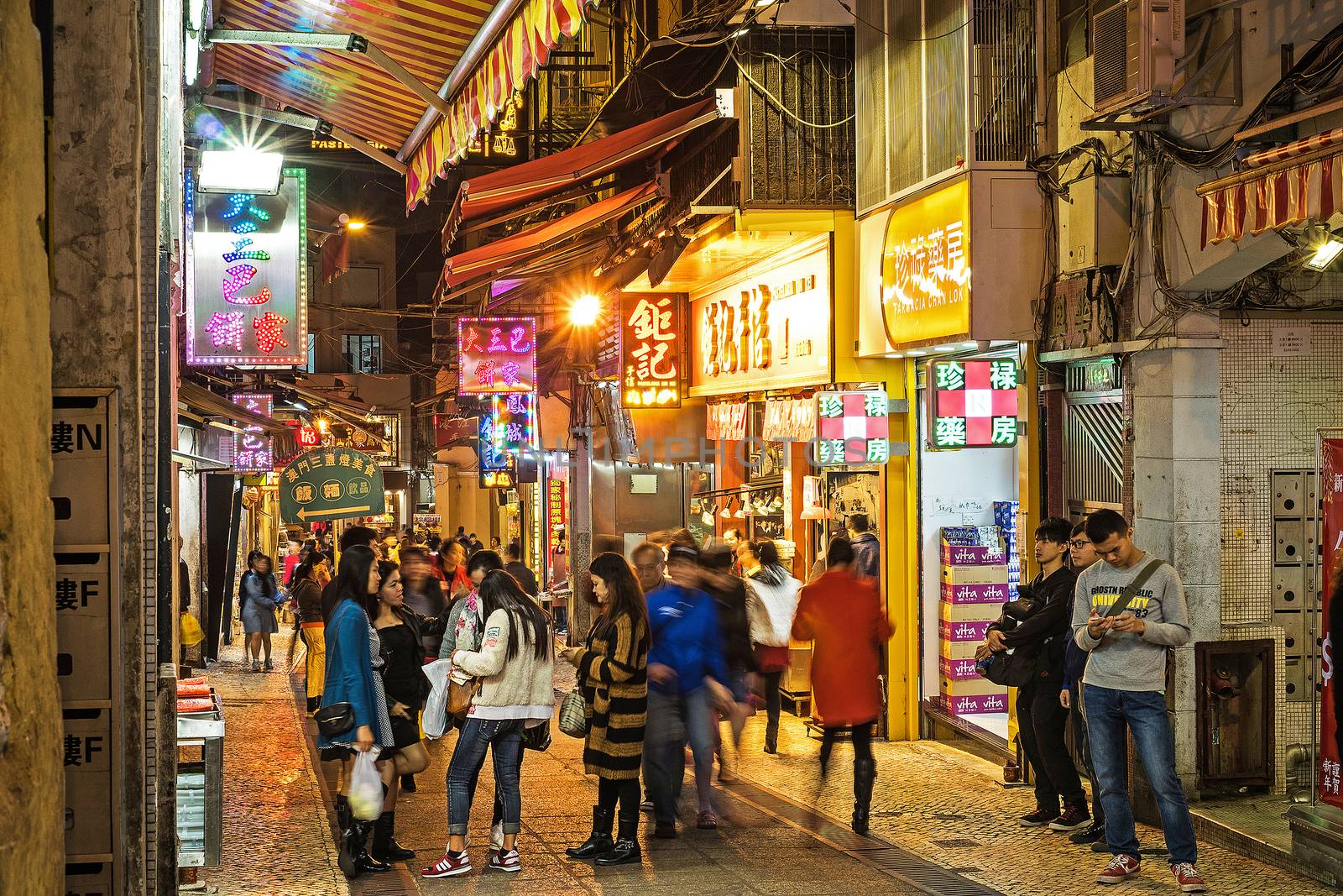 MACAU,CHINA January 11: Crowd people for tourism in Macau histor by Surasak