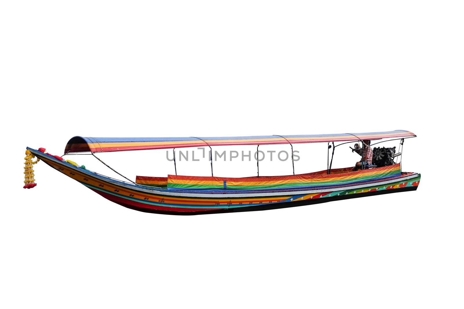 Thai Wooden boat isolated on white background
