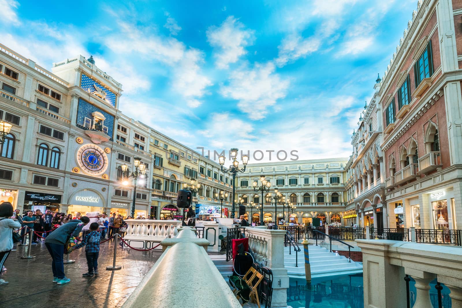 MACAU CHINA-JANUARY 11 visitor on gondola boat in Venetian Hotel The famous shopping mall luxury hotel landmark and the largest casino in the world on January 11,2016 in Macau China