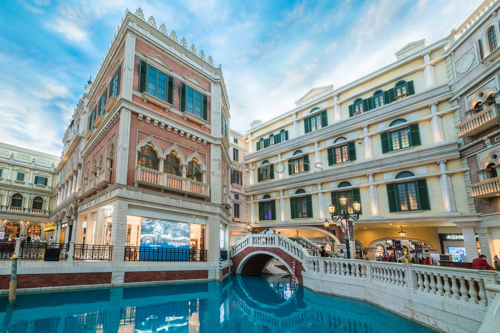 MACAU CHINA-JANUARY 11 visitor on gondola boat in Venetian Hotel The famous shopping mall luxury hotel landmark and the largest casino in the world on January 11,2016 in Macau China