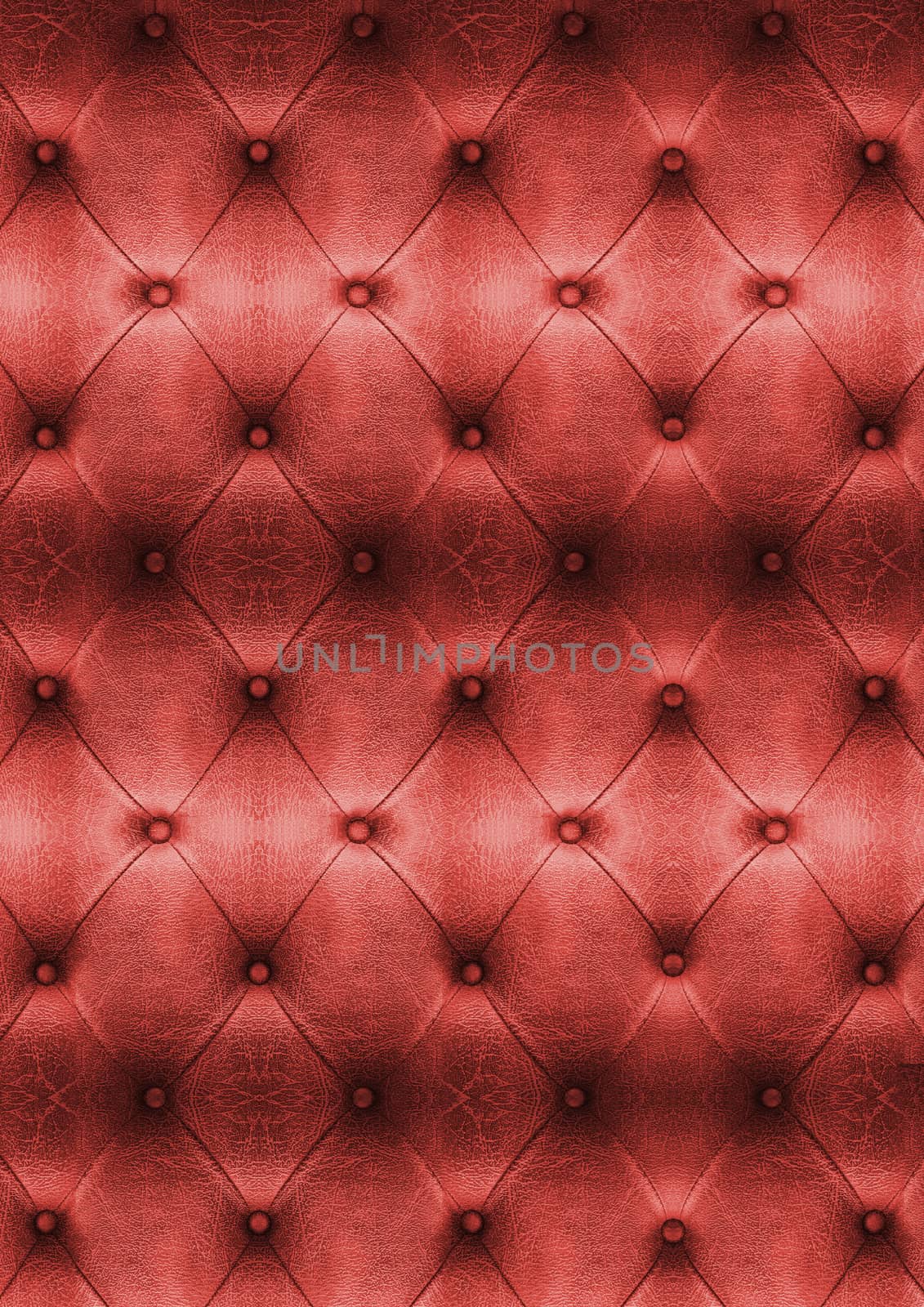 Old Red Vintage leather close-up and detail Sofa background by Surasak