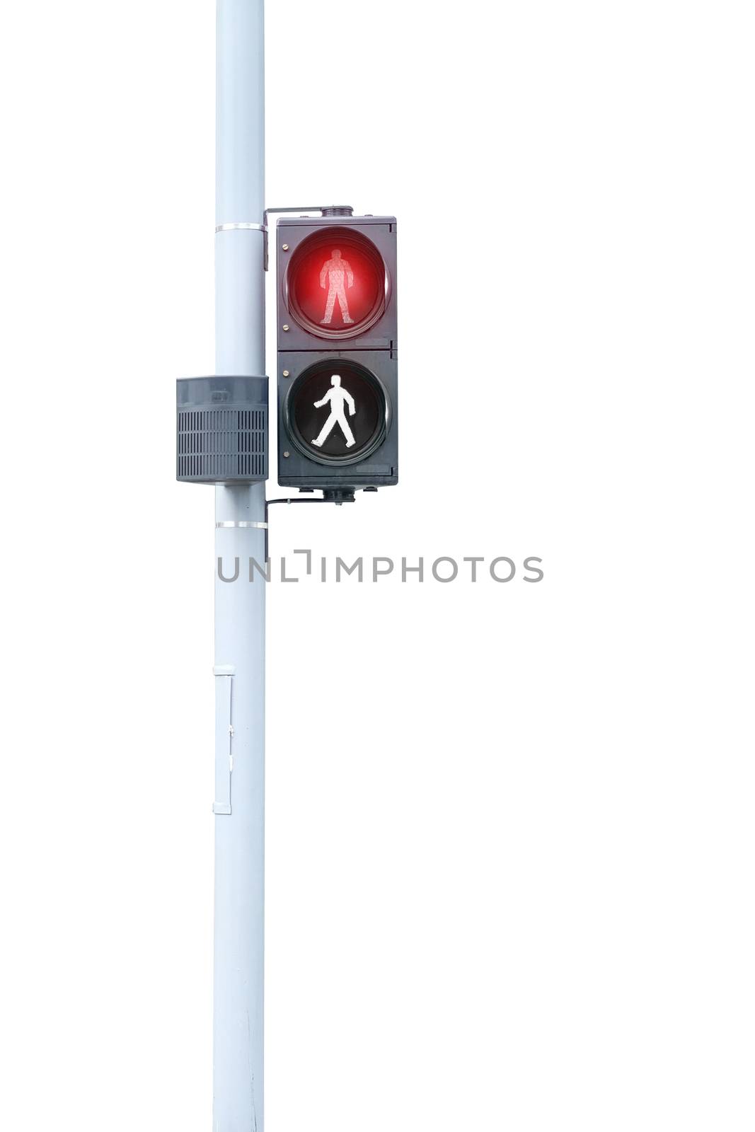 Traffic lights, Red signal, Stop on white background with clippi by Surasak