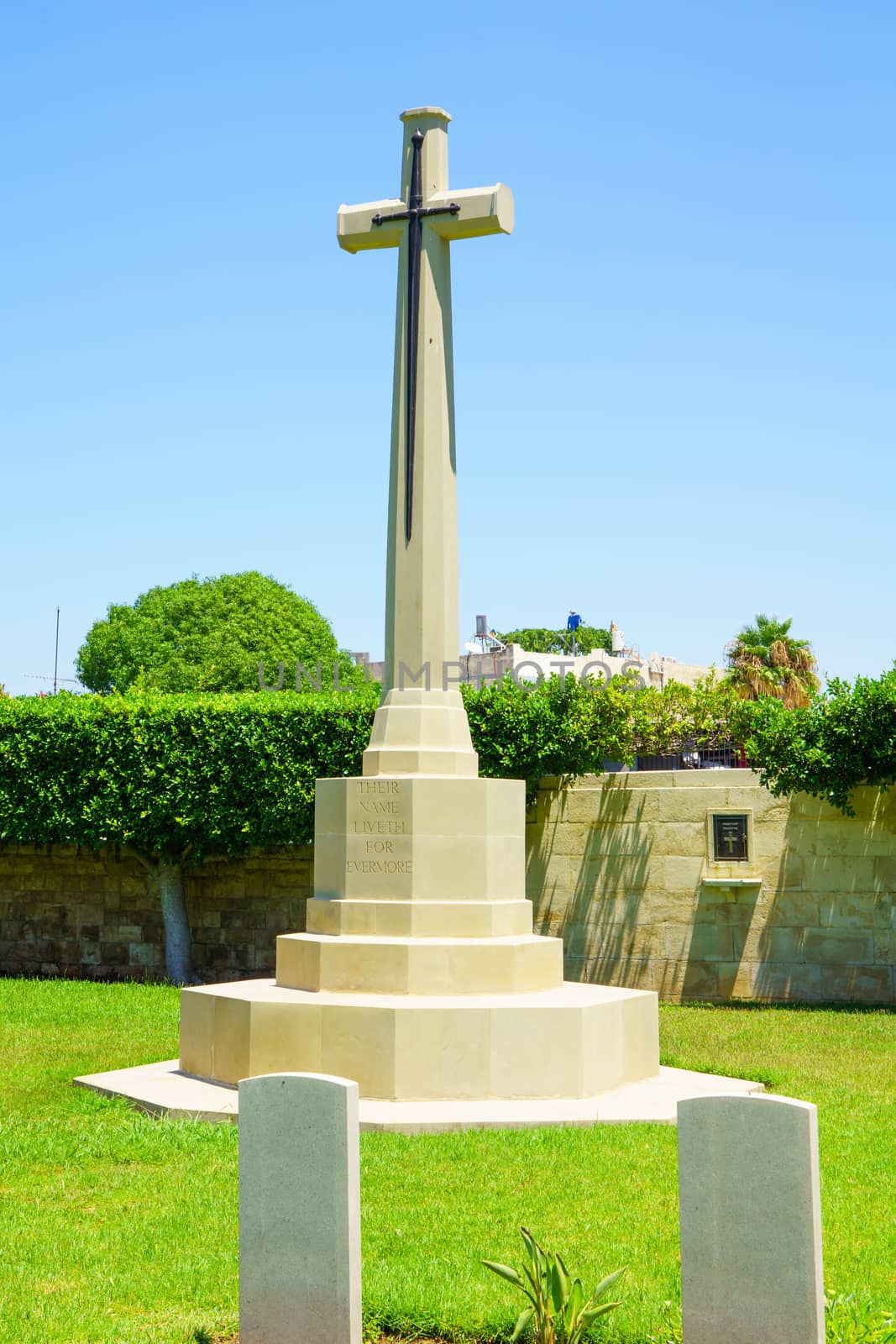 HAIFA, ISRAEL - JULY 21, 2015: A monument for British soldiers who died during the British mandate (1918-1948), in downtown Haifa, Israel