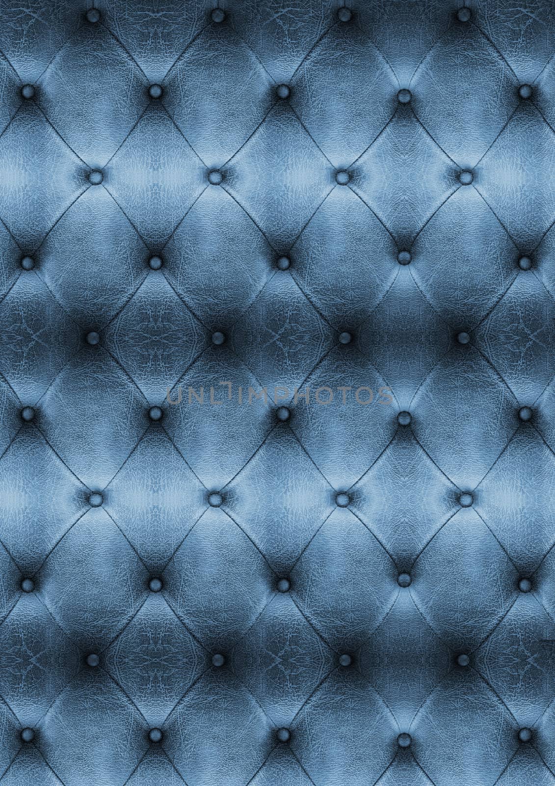Old blue Vintage leather close-up and detail Sofa background