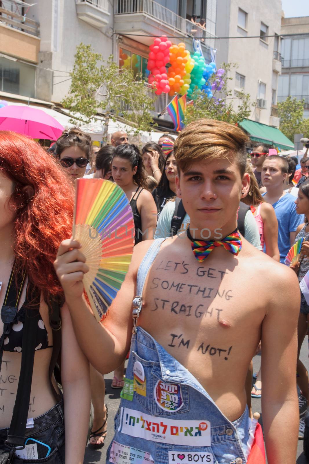 TEL-AVIV - JUNE 13, 2014: Participant of the Pride Parade in the streets of Tel-Aviv, Israel. The pride parade is an annual event of the gay community