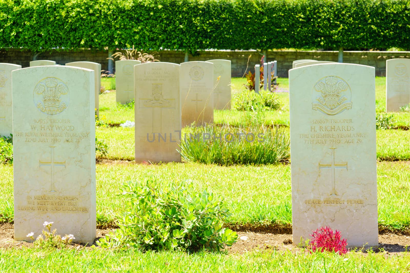 HAIFA, ISRAEL - JULY 21, 2015: Graveyard for British soldiers who died during the British mandate (1918-1948), in downtown Haifa, Israel