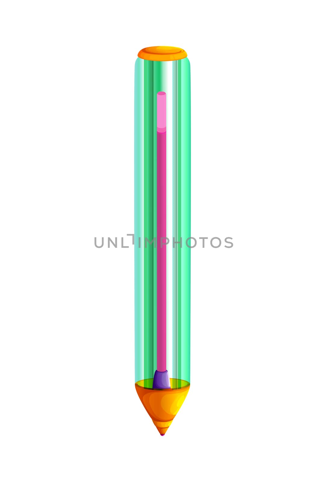 An illustration of a beautiful and nice green and transparent pen