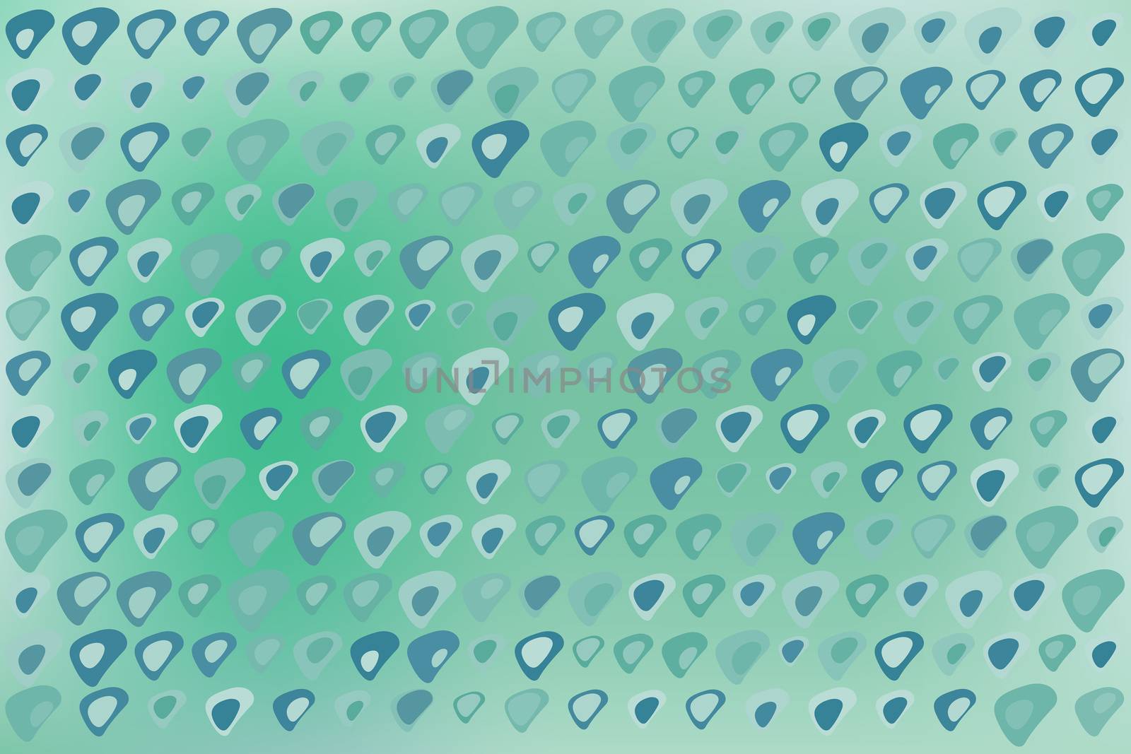 Texture background made of blue, green and teal dots, or distorted triangles with round corners, on light green