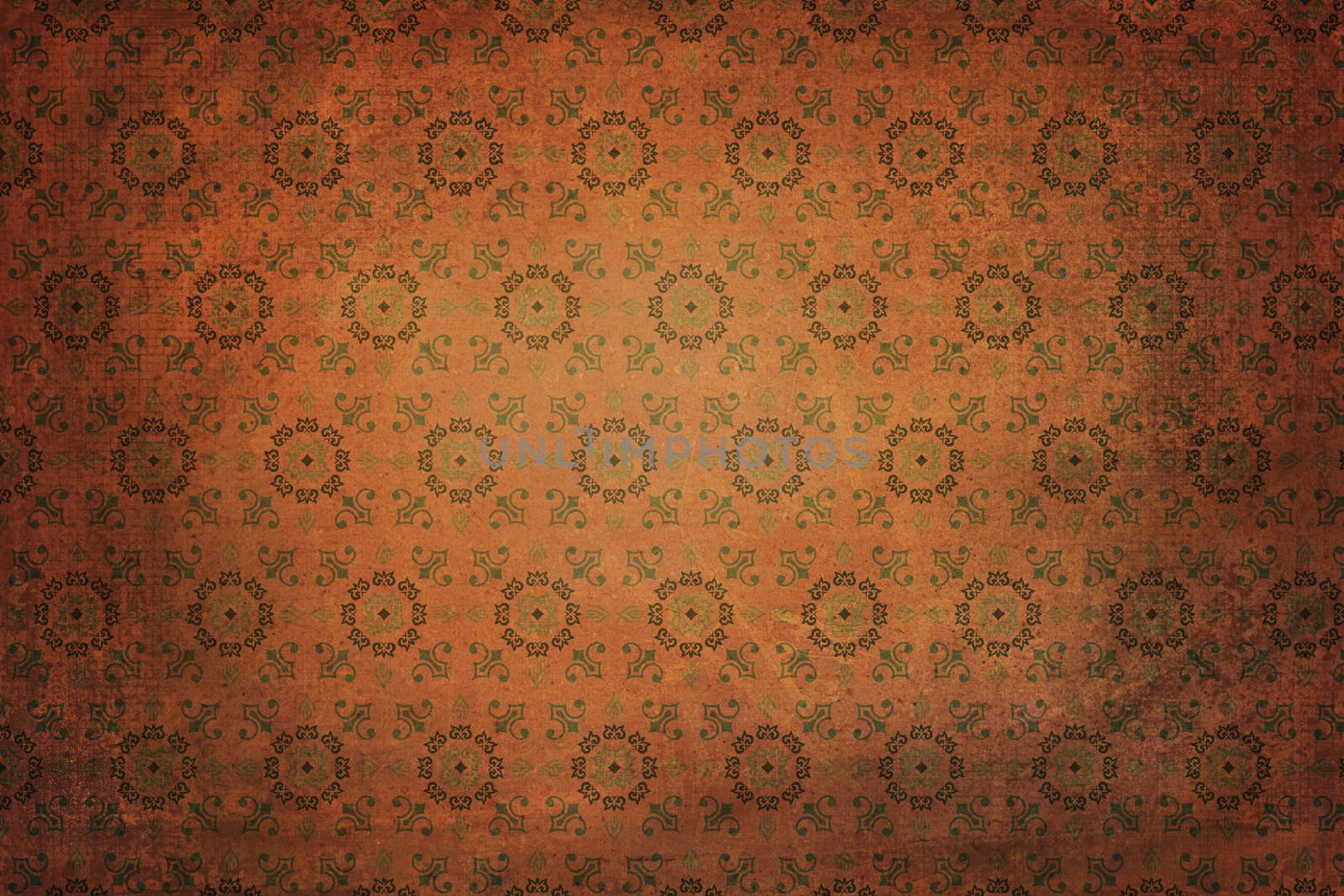 Old classical renaissance texture. Colors green, orange and brown