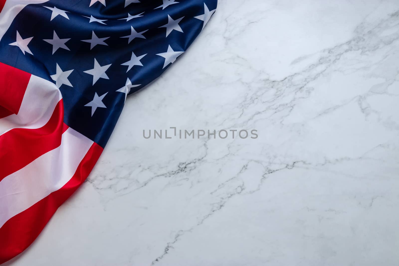 vintage American flag isolated on mable background with copy space for text. flag america background banner for independence day or holiday celebration. USA flag by asiandelight