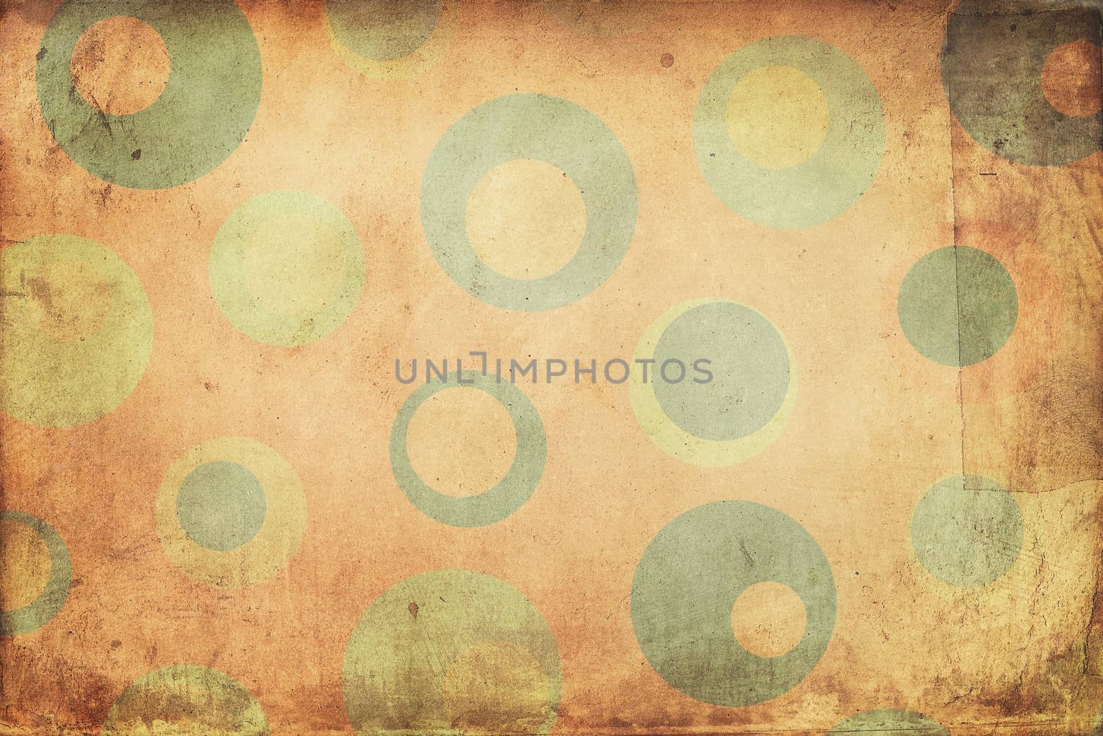 Texture background made of  green and orange dots, or circles