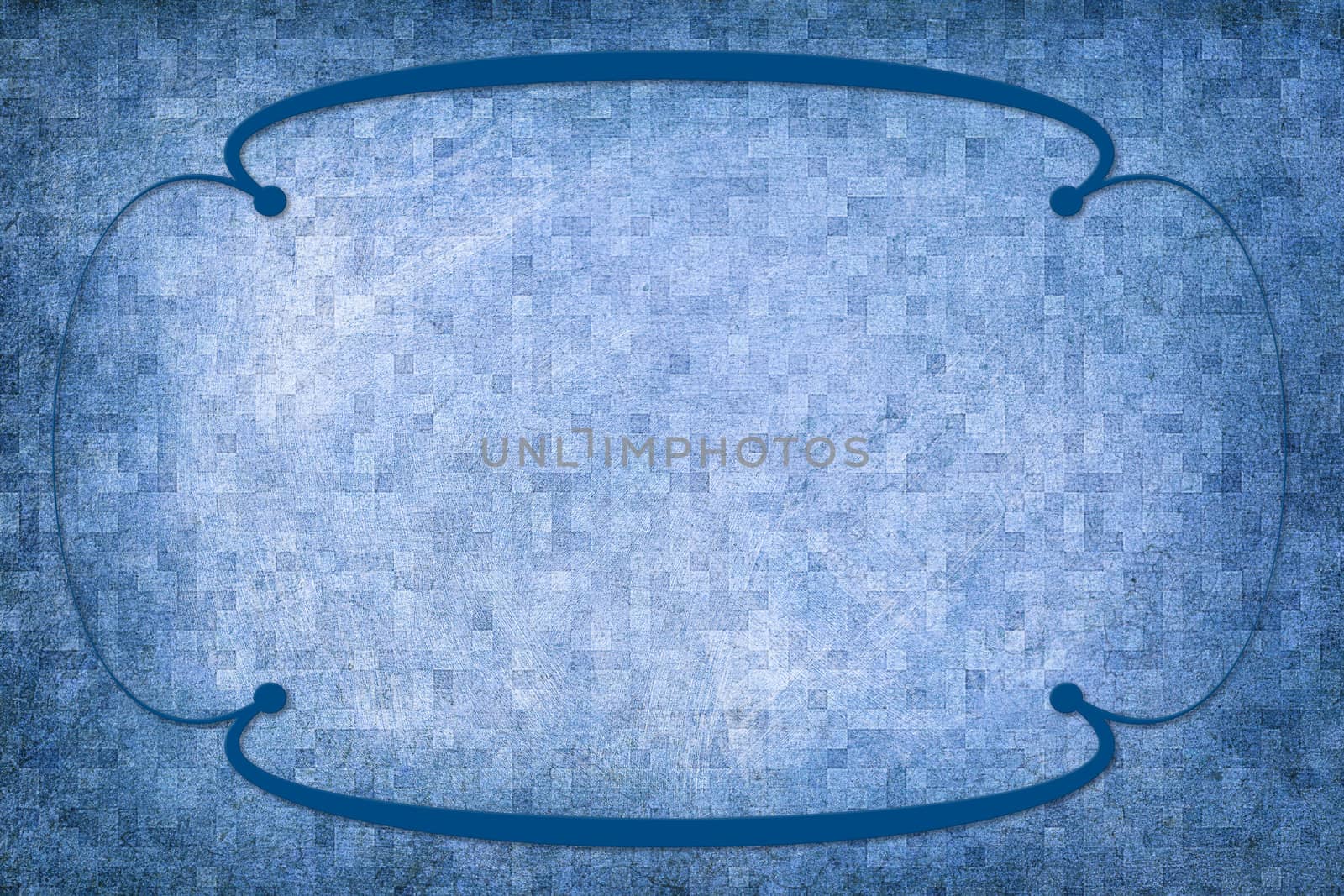 A modern decorative frame with a background with a squares texture. Dark blue and light blue colors