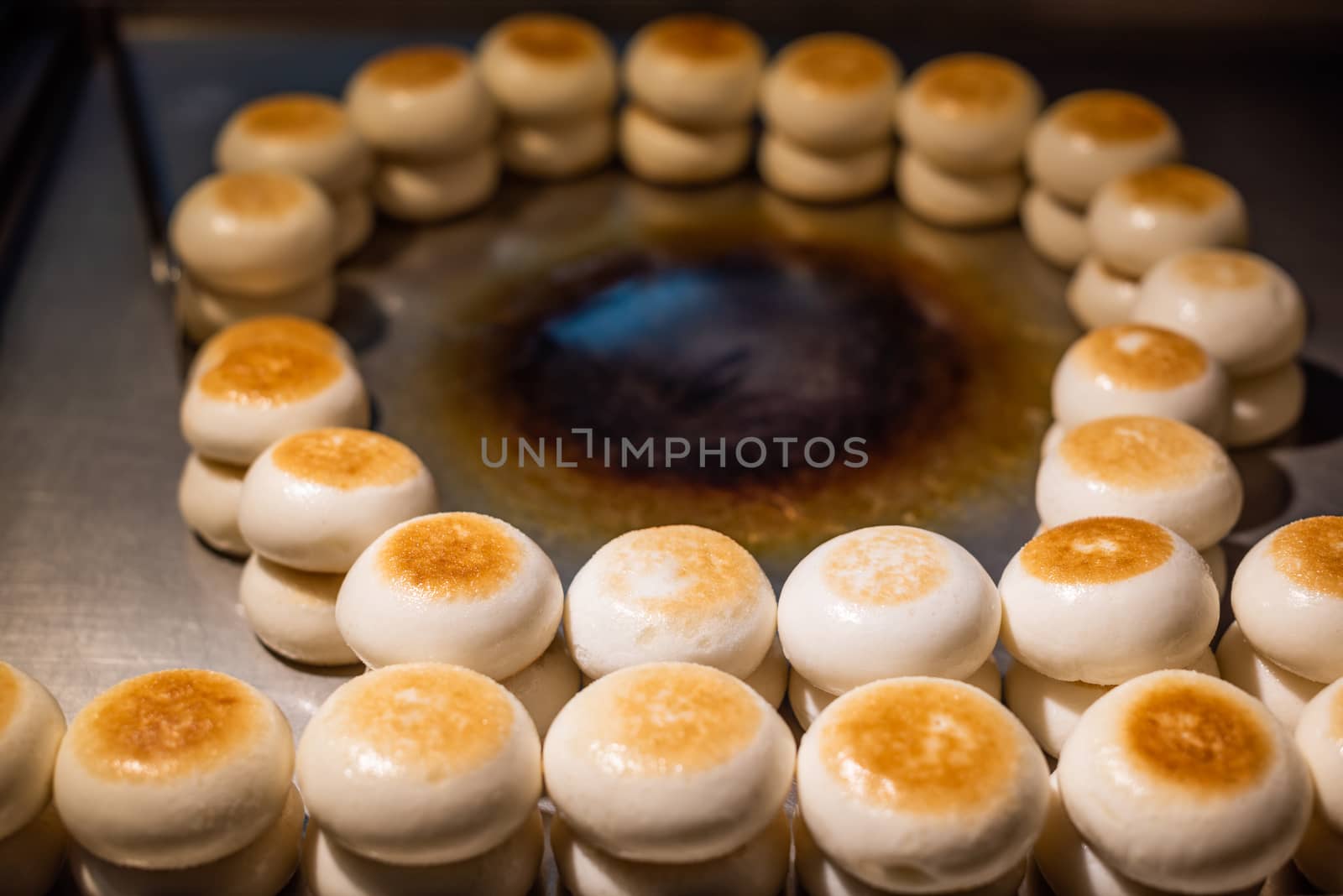 Hong Tang GuoKui sweet chinese buns snacks close-up view in Chengdu, Sichuan province, China