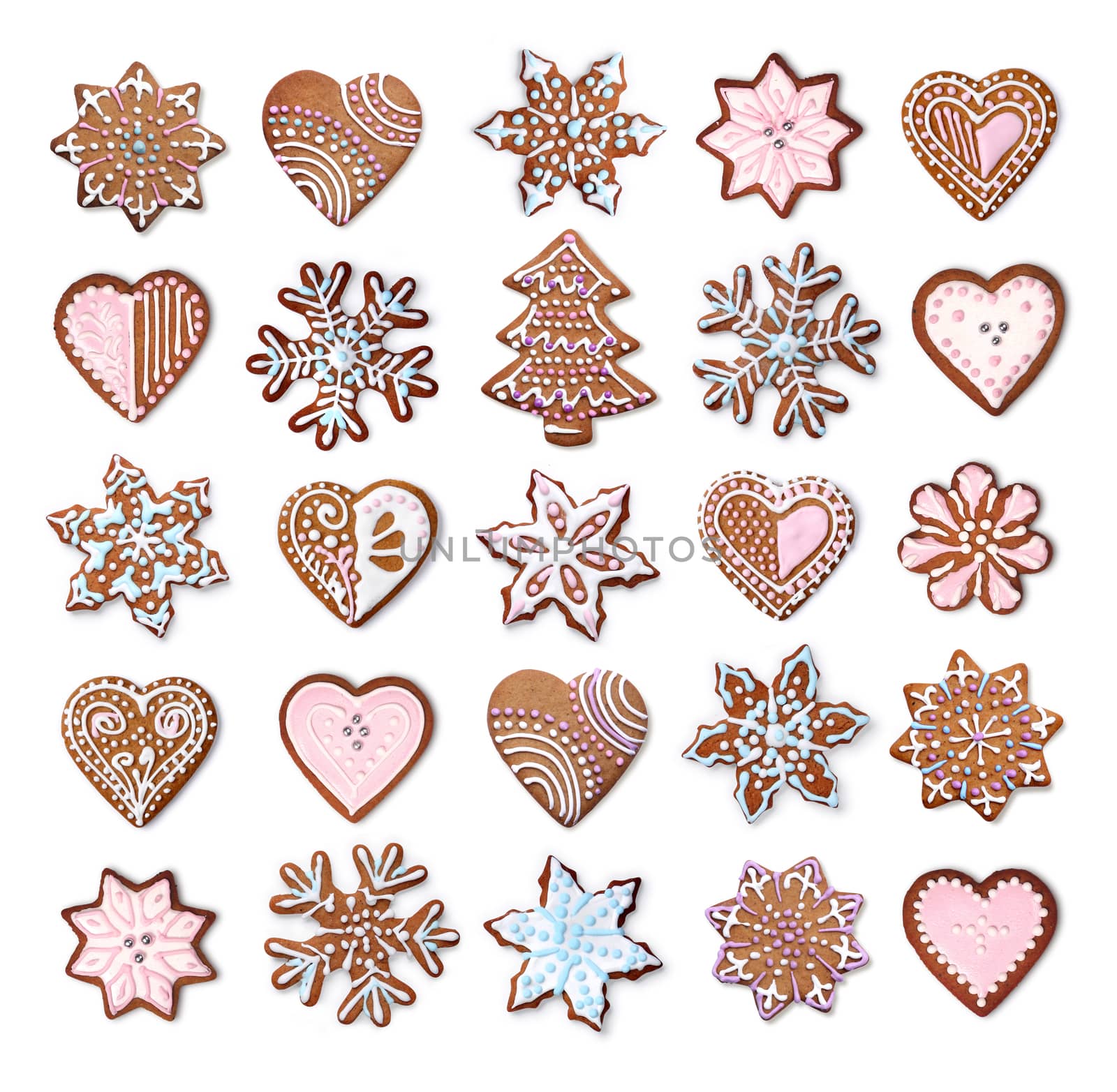 Christmas gingerbread cookies collection set isolated by anterovium