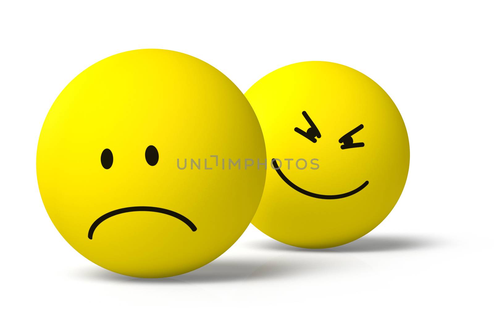 Two 3D emoji characters sad and malicious by anterovium