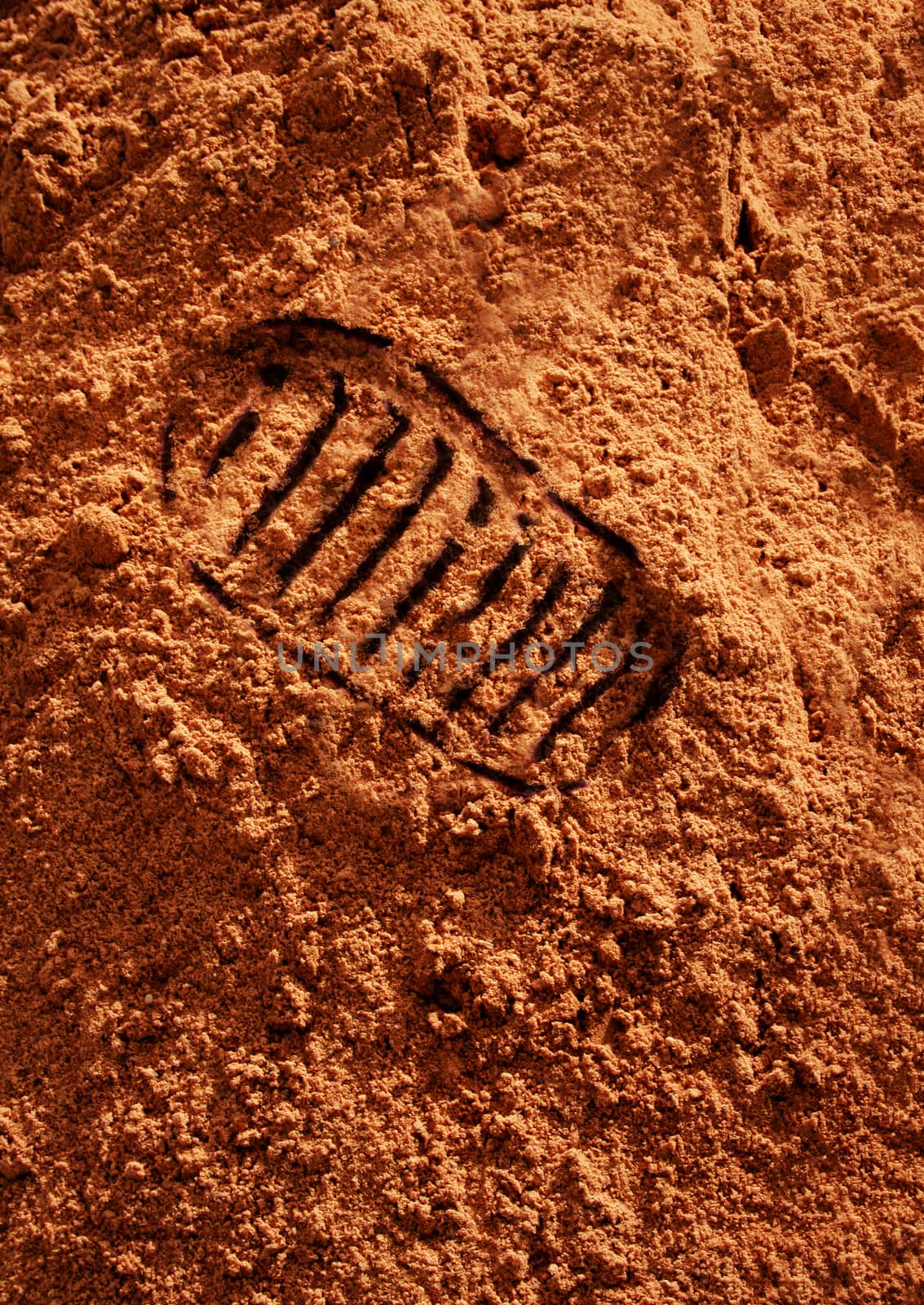Astronaut footprint on red Martian sand by anterovium