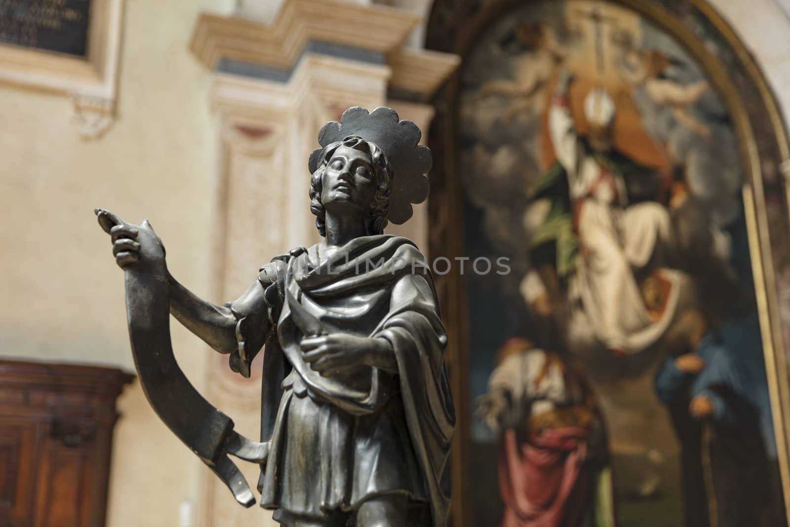 Verona, Italy, Europe, August 2019, Detail of the Chiesa di San Fermo Maggiore Church
 
