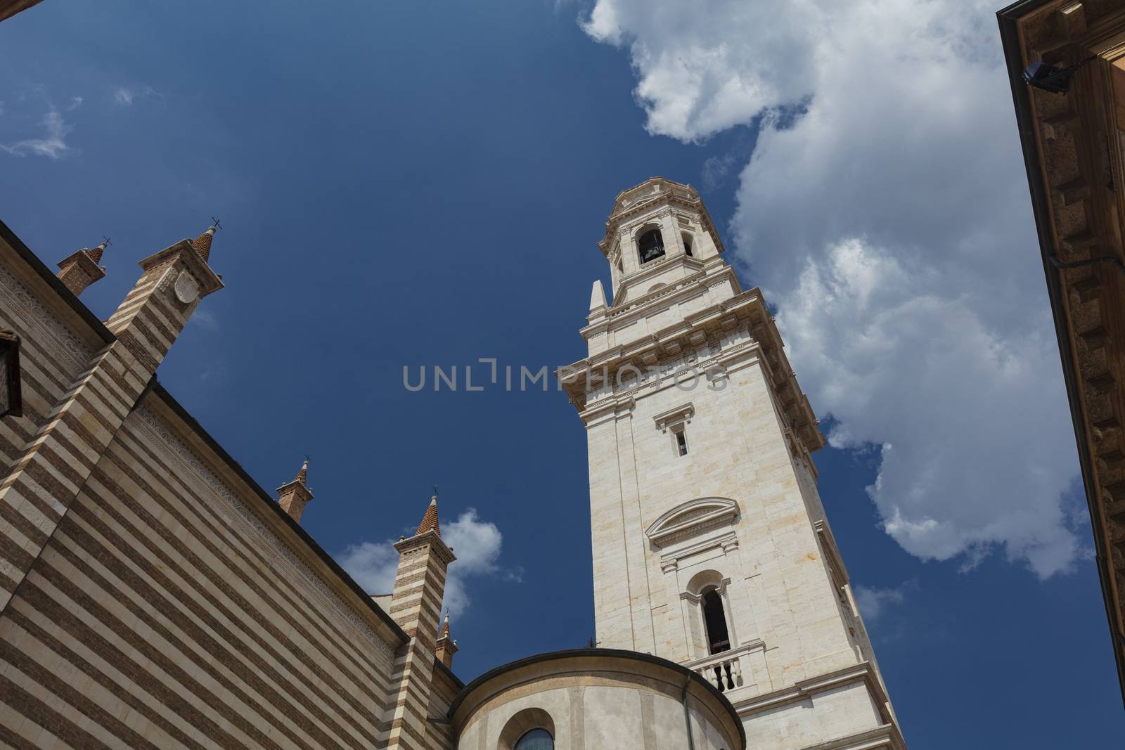 Verona, Italy, Europe, August 2019, A view of the Duomo Cattedrale di Santa Maria Matricolare