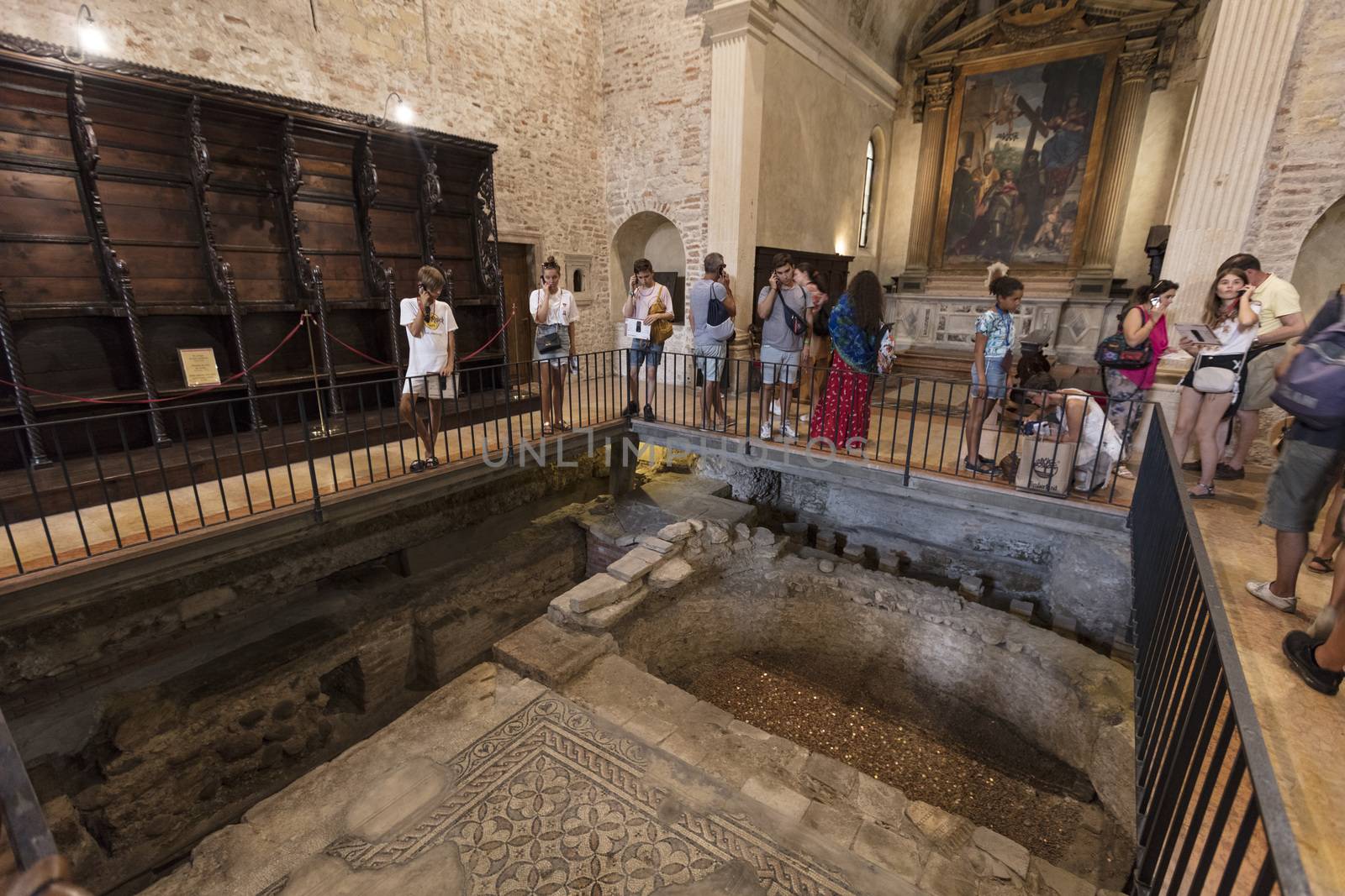 Verona, Italy, Europe, August 2019, A view of the Duomo Cattedrale di Santa Maria Matricolare