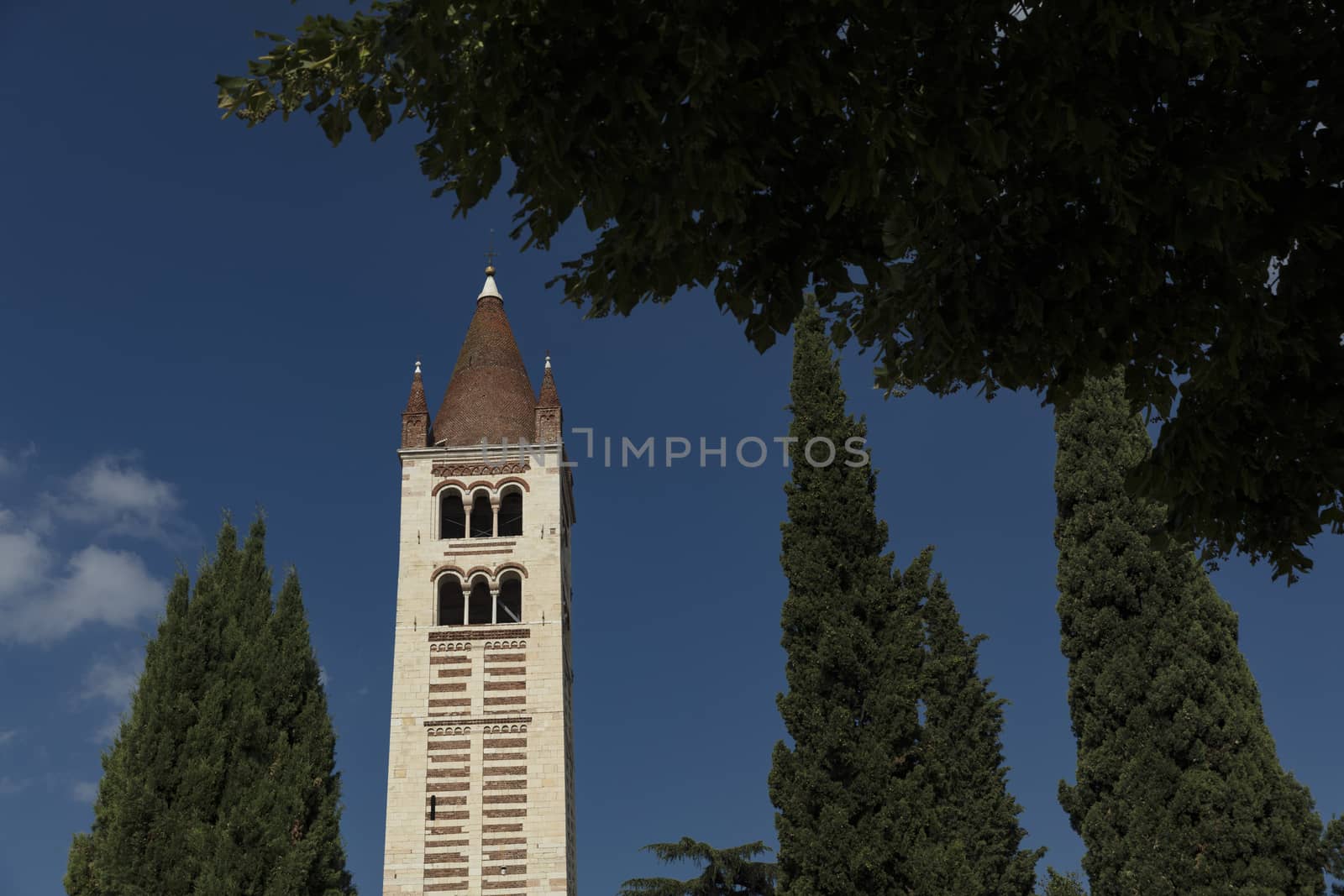 Verona, Italy, Europe, August 2019, A view of Basilica di San Ze by ElectricEggPhoto