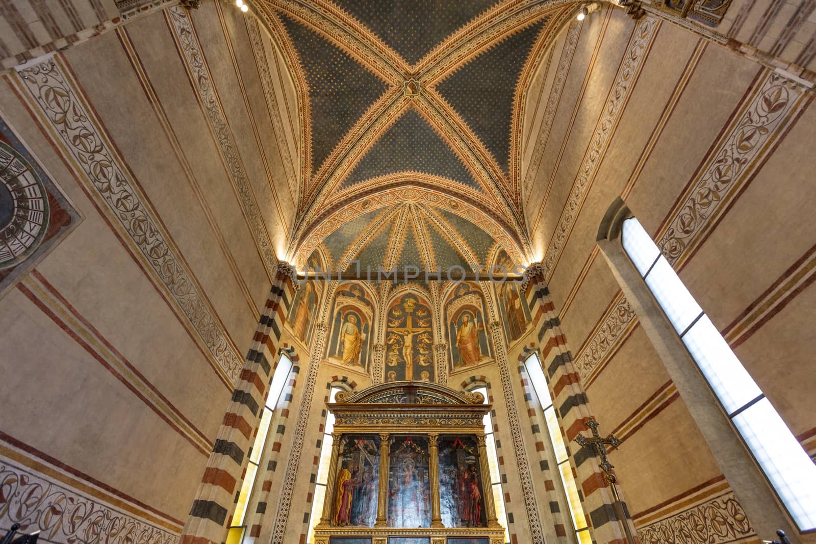 Verona, Italy, Europe, August 2019, A view of the Basilica di San Zeno Maggiore