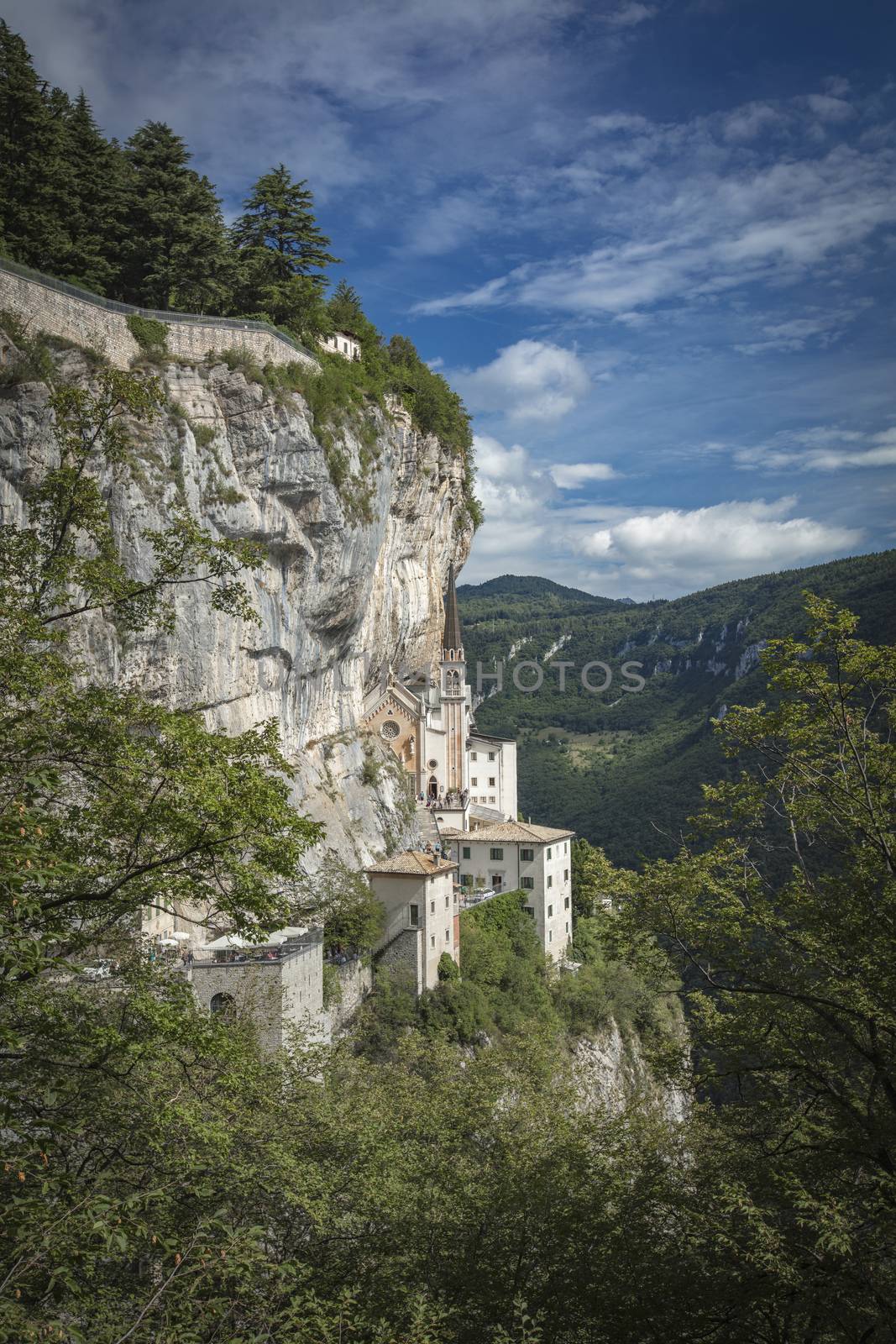 Spiazzi, Italy, Europe, August 2019, The Sanctuary of Madonna della Corona Church