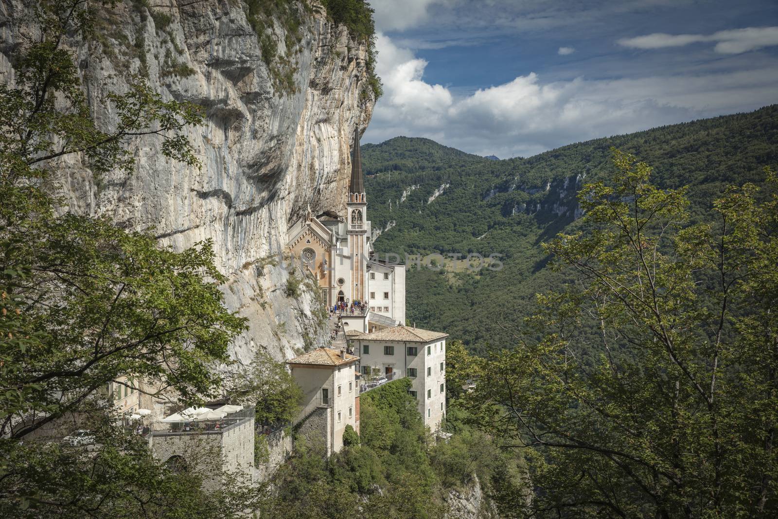 Spiazzi, Italy, Europe, August 2019, The Sanctuary of Madonna della Corona Church