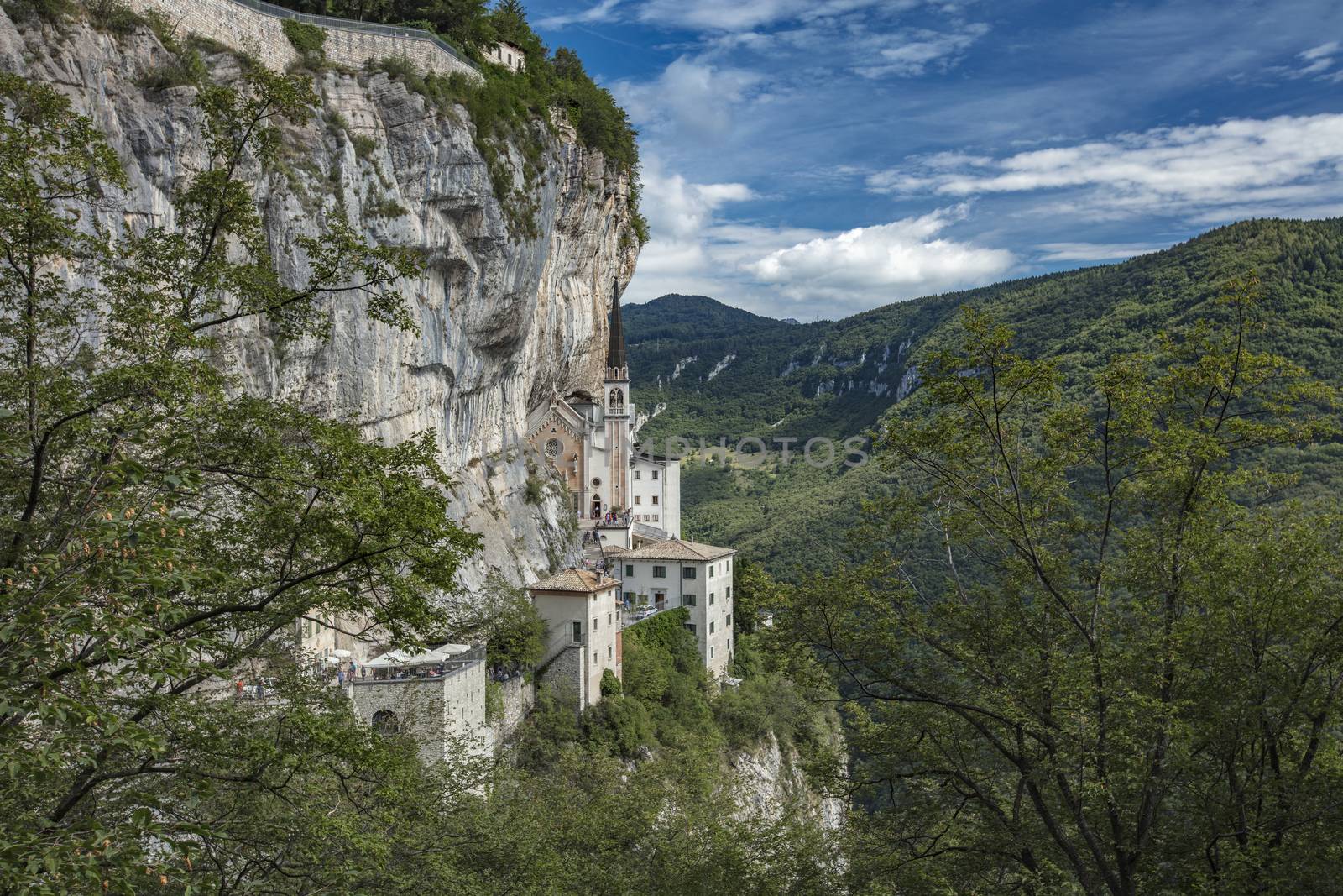 Spiazzi, Italy, Europe, August 2019, The Sanctuary of Madonna della Corona Church