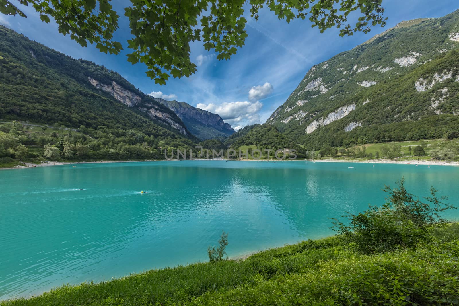 Tenno, Italy, Europe, August 2019, view of Lake Tenno