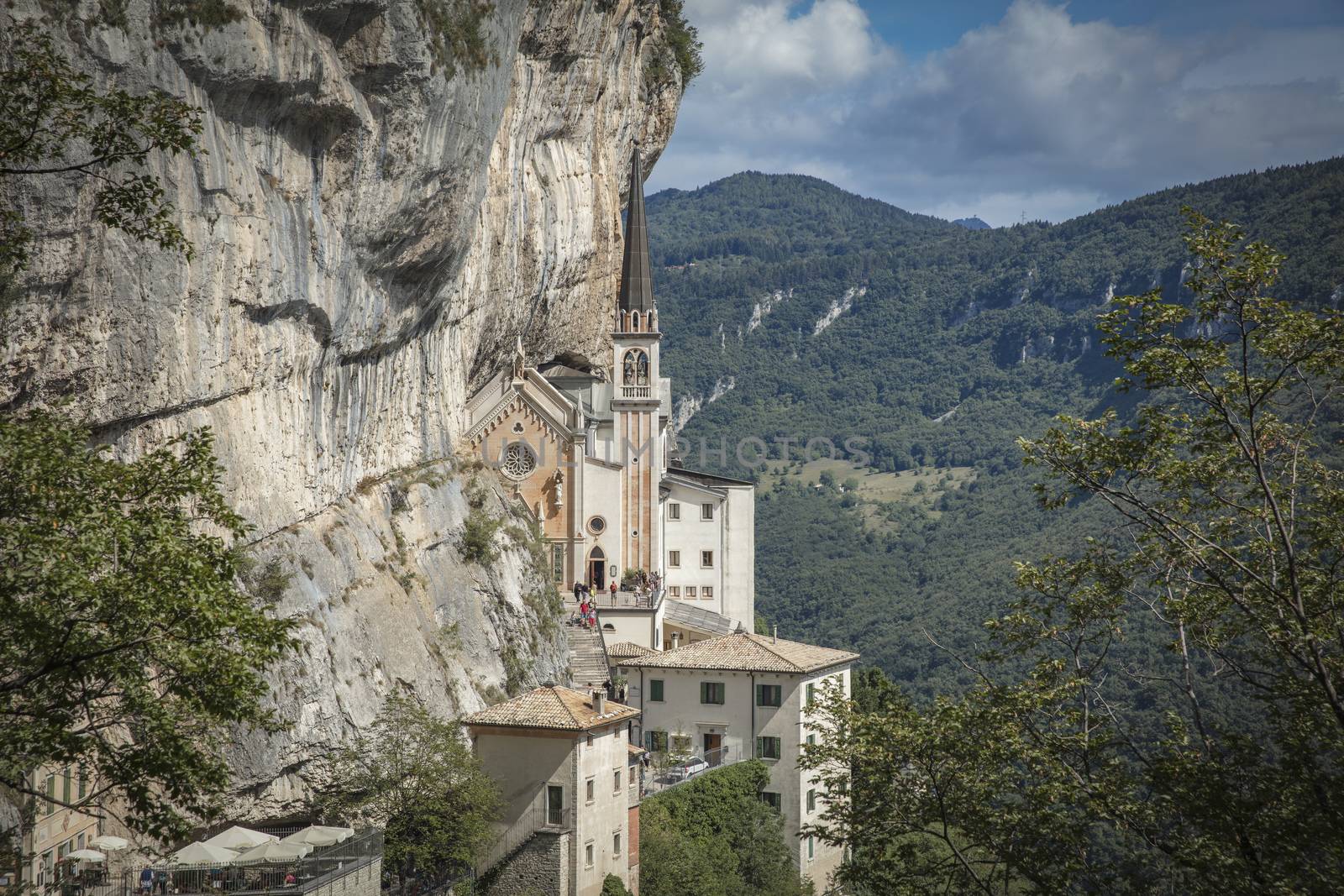 Spiazzi, Italy, Europe, August 2019, The Sanctuary of Madonna della Corona Church