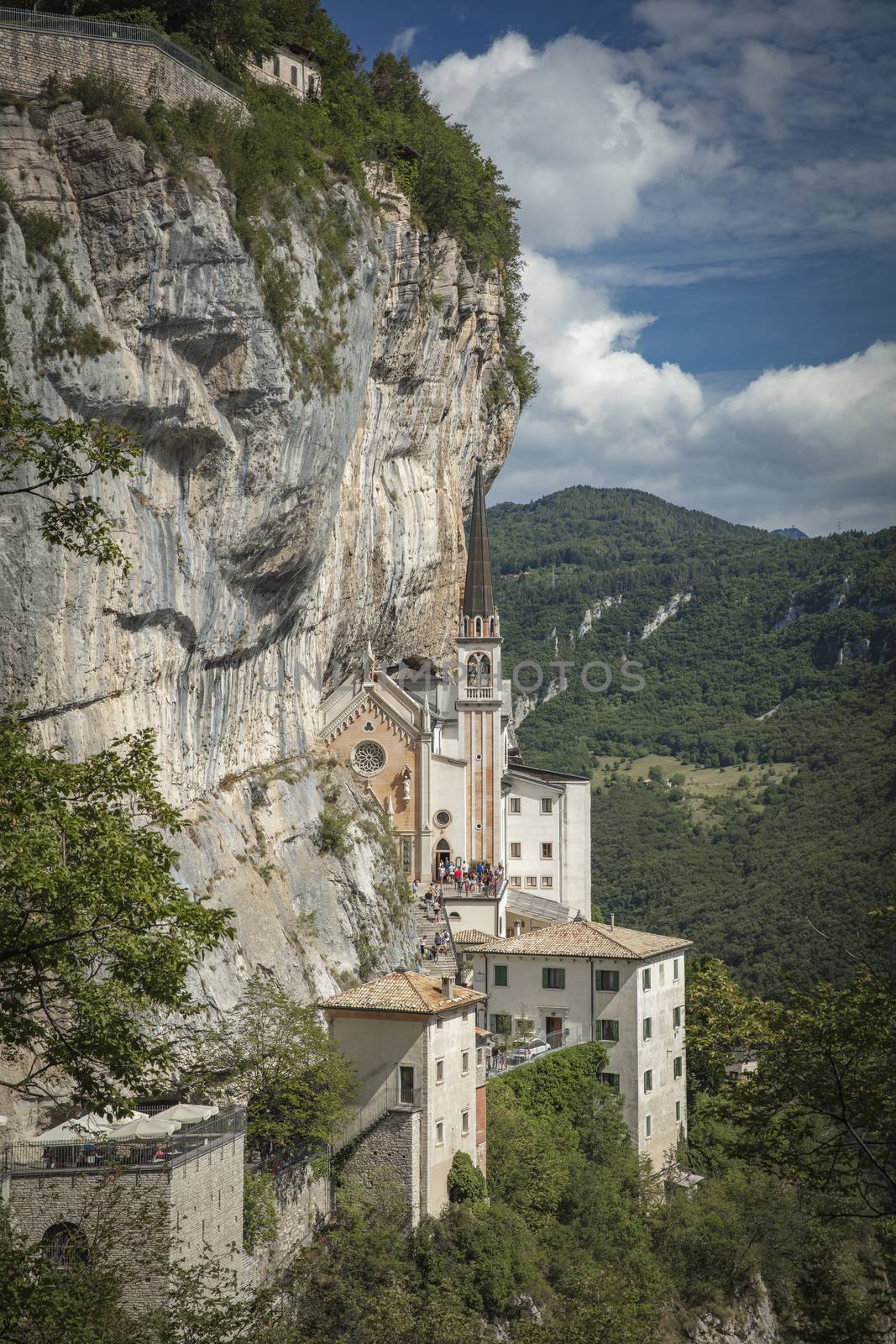 Spiazzi, Italy, Europe, August 2019, The Sanctuary of Madonna della Corona Church