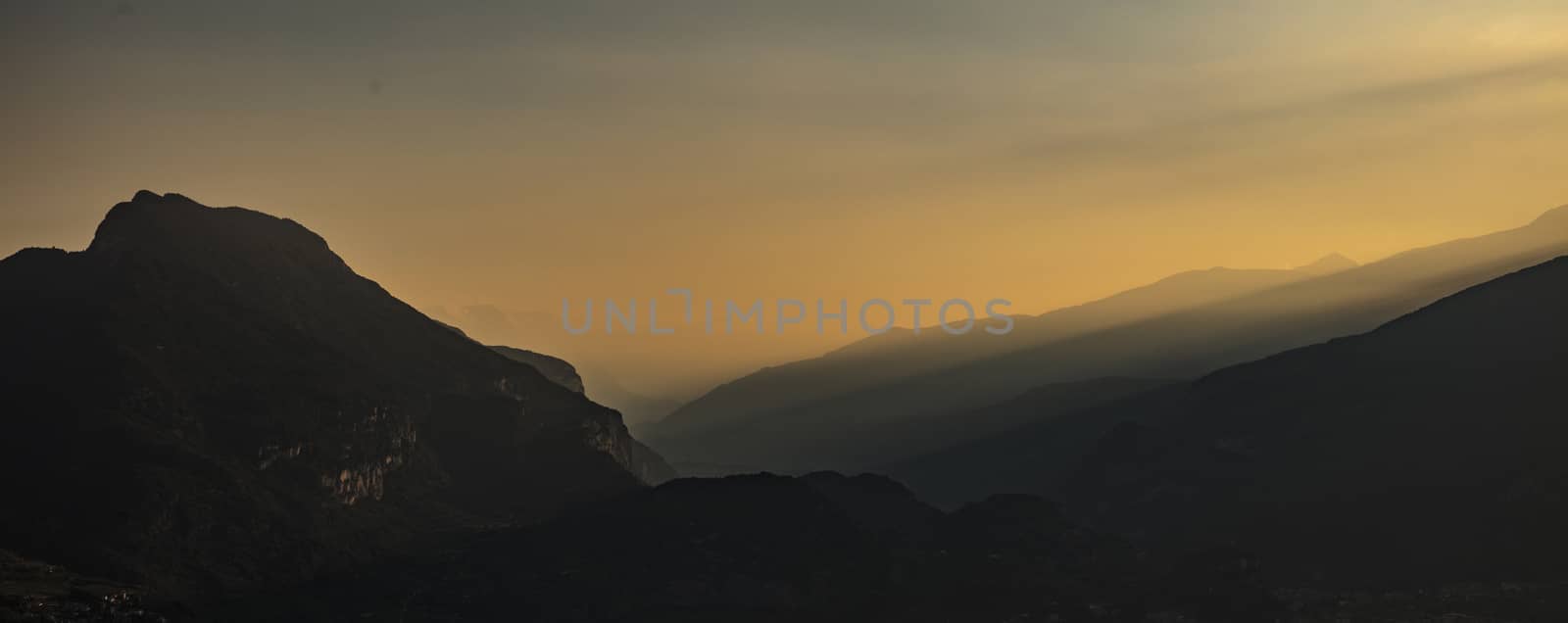 Riva del Garda, Italy, Europe, August 2019, view of mountains in by ElectricEggPhoto