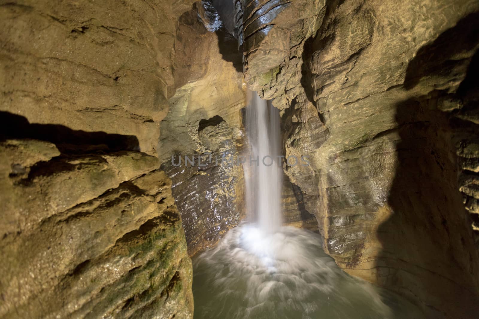 Varone, Lake Garda, Italy, Europe, August 2019, a view of the Varone Cascata waterfalls and caverns