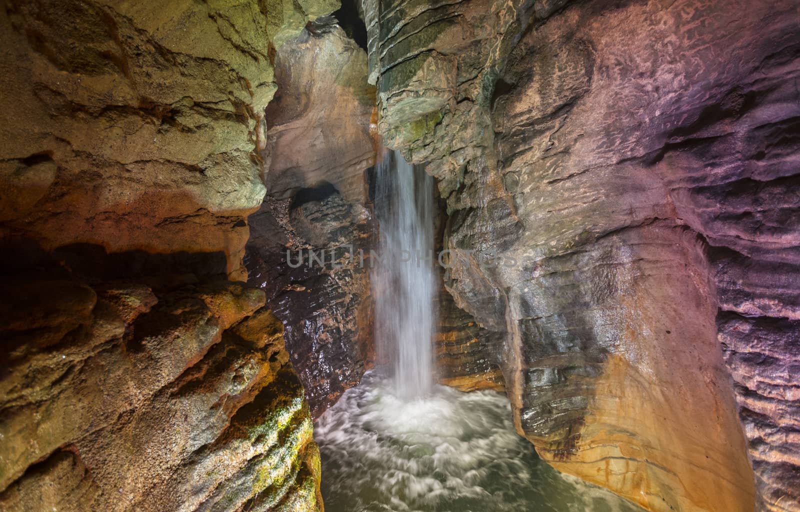 Varone, Lake Garda, Italy, Europe, August 2019, a view of the Varone Cascata waterfalls and caverns