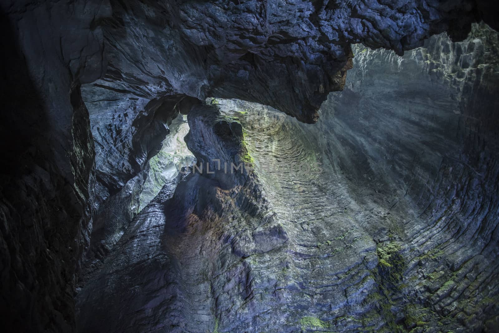 Varone, Lake Garda, Italy, Europe, August 2019, a view of the Varone Cascata waterfalls and caverns