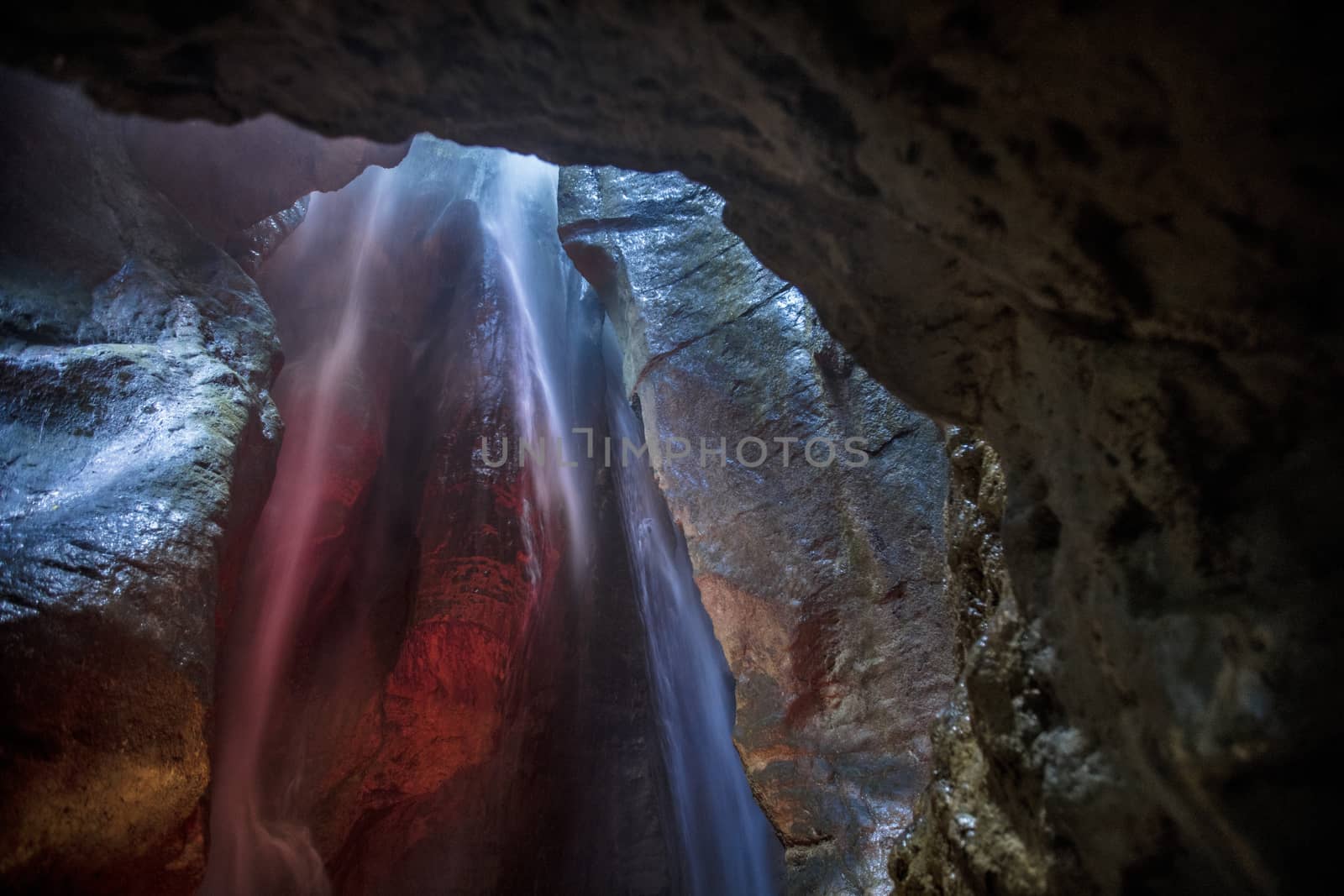 Varone, Lake Garda, Italy, Europe, August 2019, a view of the Varone Cascata waterfalls and caverns