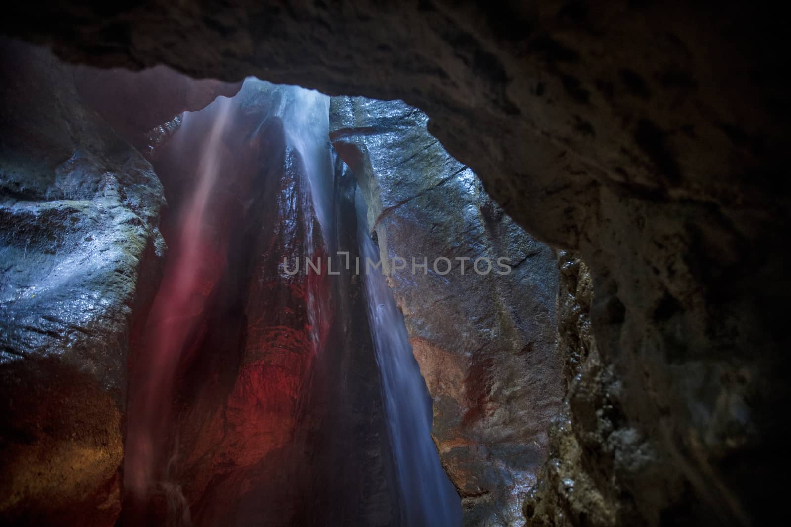 Varone, Lake Garda, Italy, Europe, August 2019, a view of the Varone Cascata waterfalls and caverns