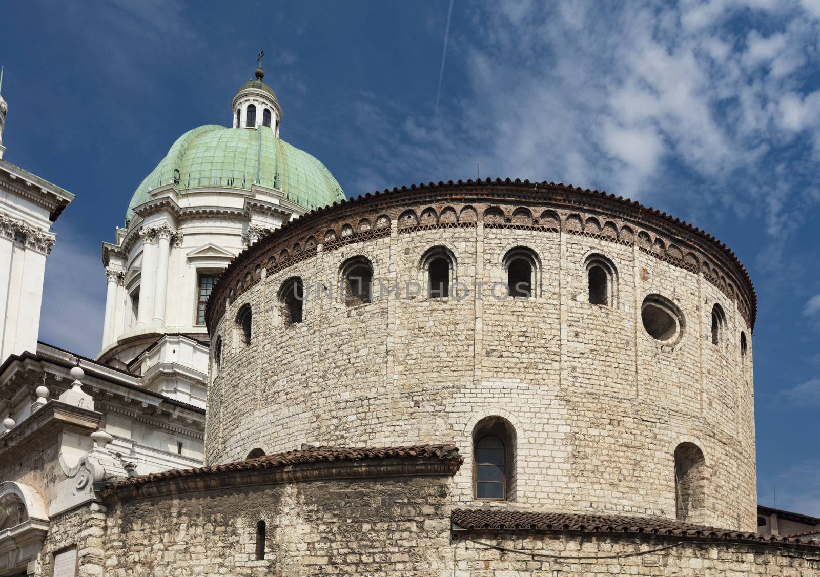 Brescia, Italy, Europe, August 2019, A view of the Old Cathedral, the Duomo Vecchio