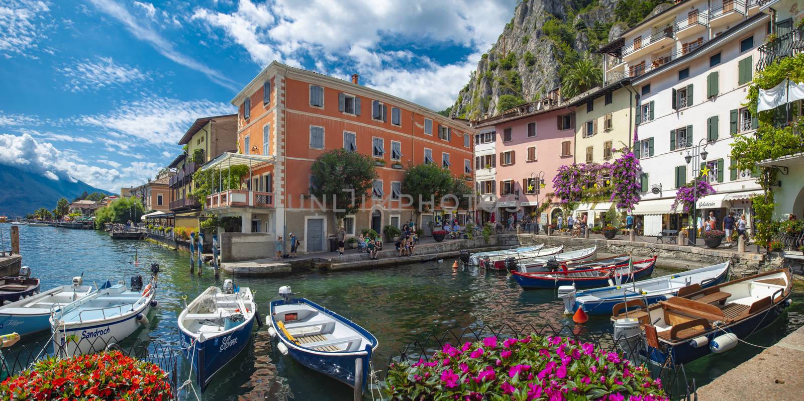 Limone, Lake Garda, Italy, August 2019, view of the small town o by ElectricEggPhoto