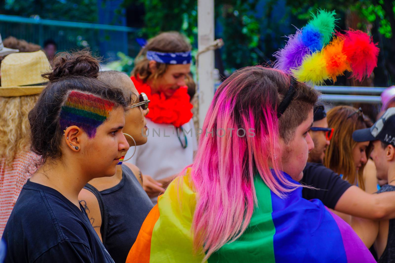 HAIFA, Israel - June 30, 2017: Participants in the annual pride parade of the LGBT community, in the streets of Haifa, Israel