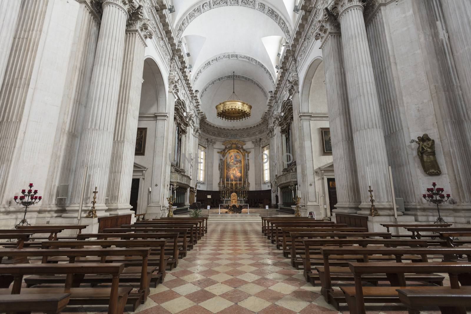 Brescia, Italy, Europe, August 2019, view of the interior of the New Cathedral, the Duomo Nuovo