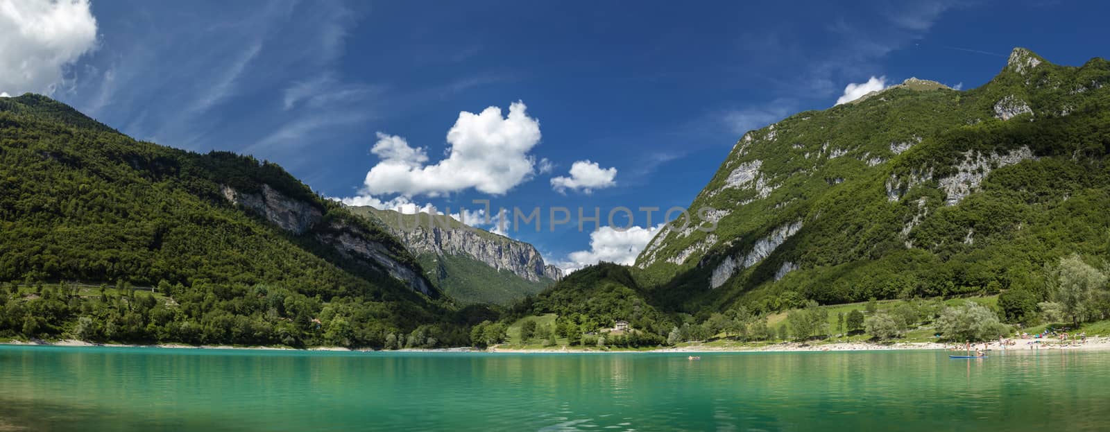 Tenno, Italy, Europe, August 2019, view of Lake Tenno