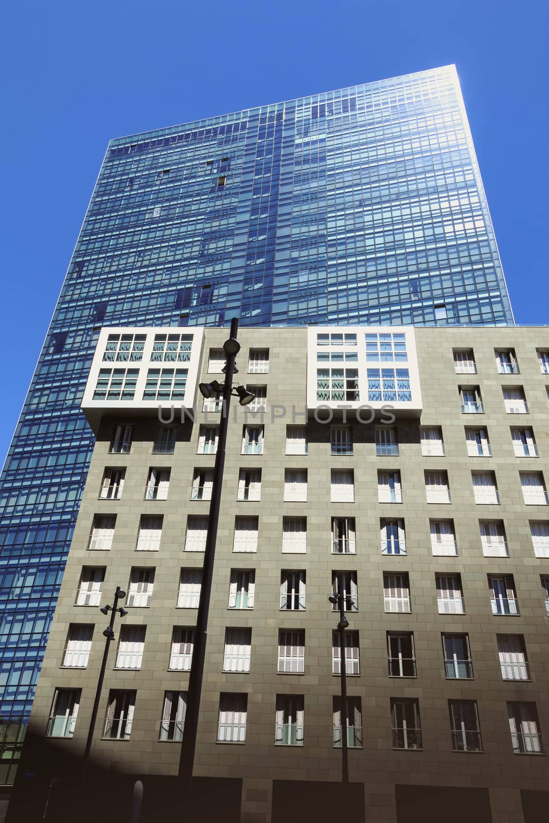 architectural detail of an office tower in the modern district o by AtlanticEUROSTOXX