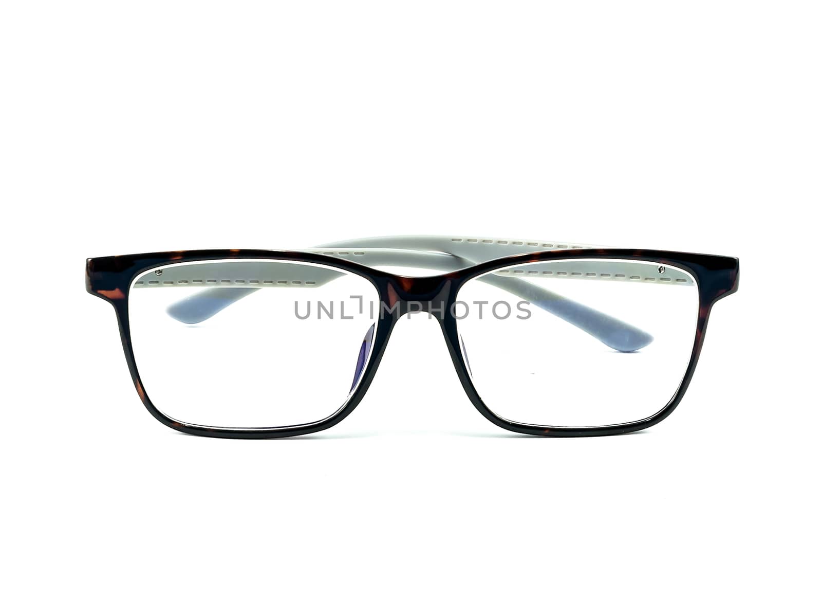 Eyeglasses are placed  isolated on a white background.