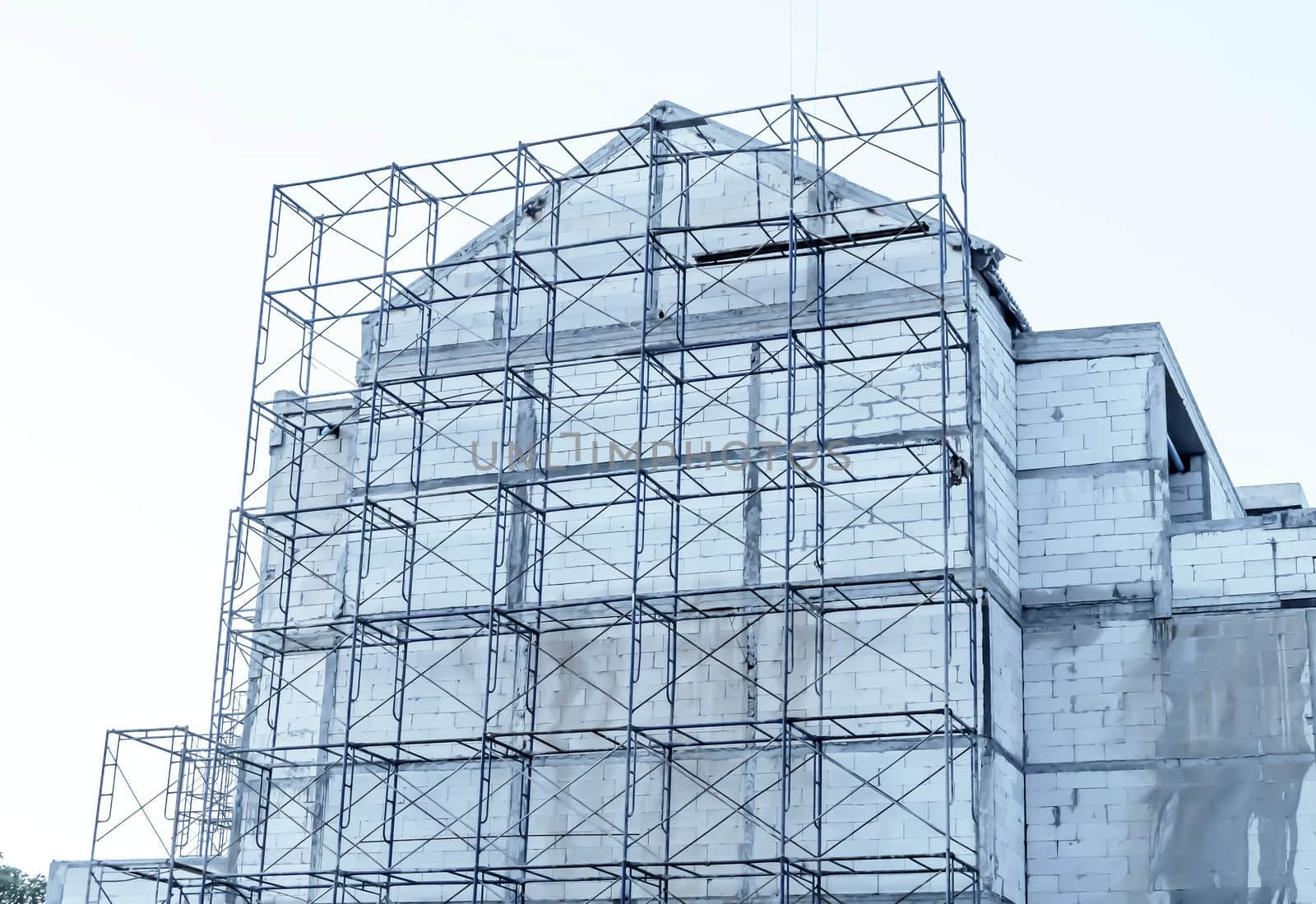 Construction site on sky white background