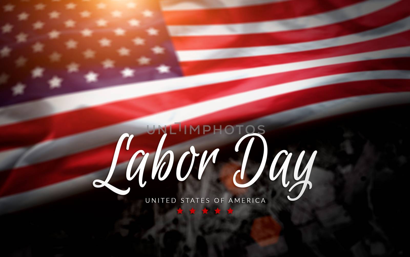 USA Labor Day greeting card with american flag background