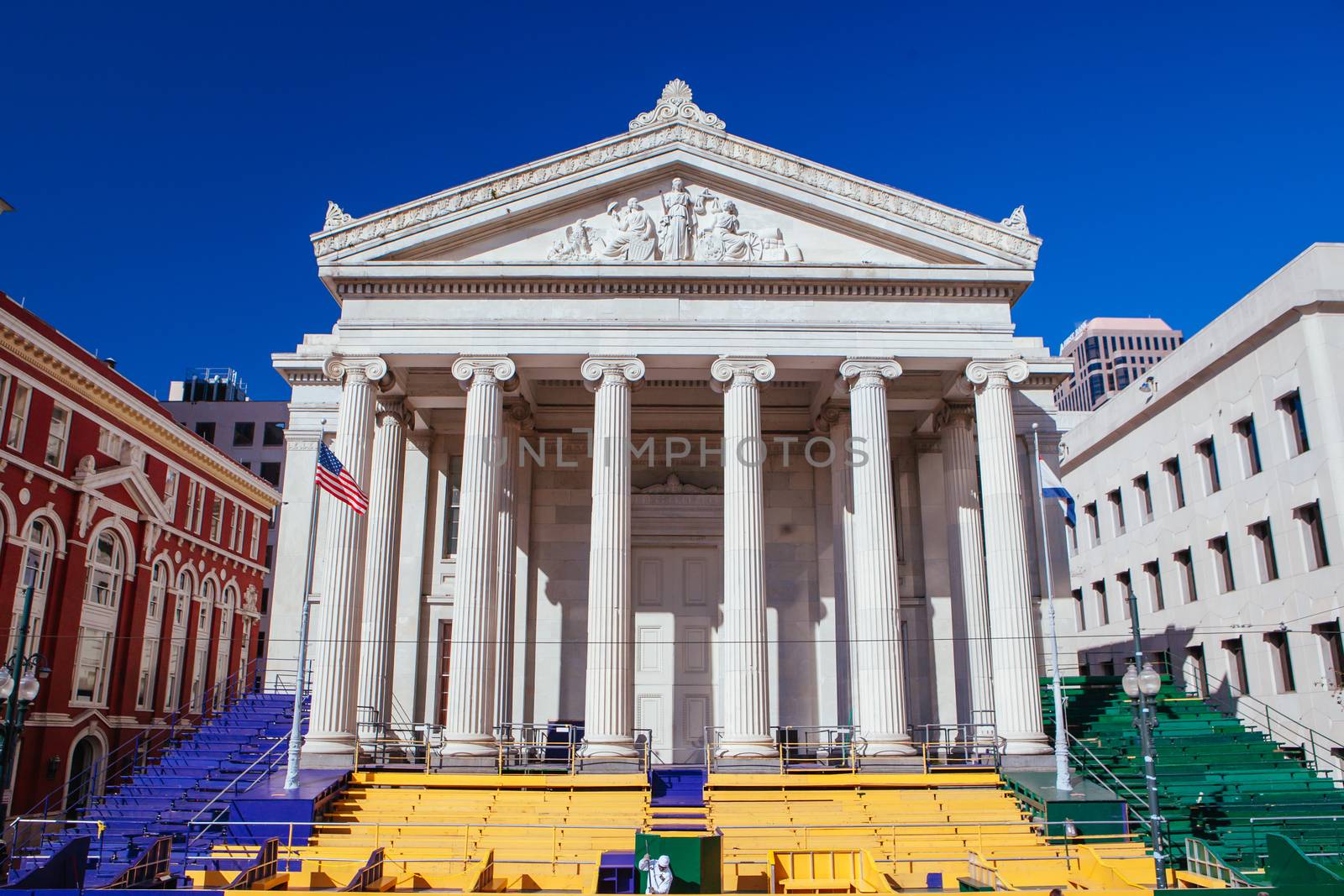 New Orleans, USA - January 21 2013: Stunning architecture of Gallier Hall near Lafayette Square in New Orleans, Louisiana, USA